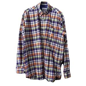 CINCH Men's Thick Cotton M Long Sleeve Button Up Shirt Long Sleeve Purple Orange